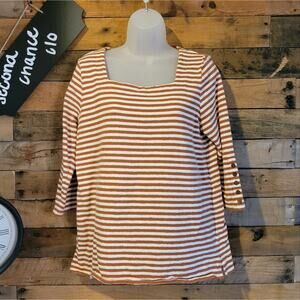 SALE-J. Jill women's rust & cream colored stripped top size medium